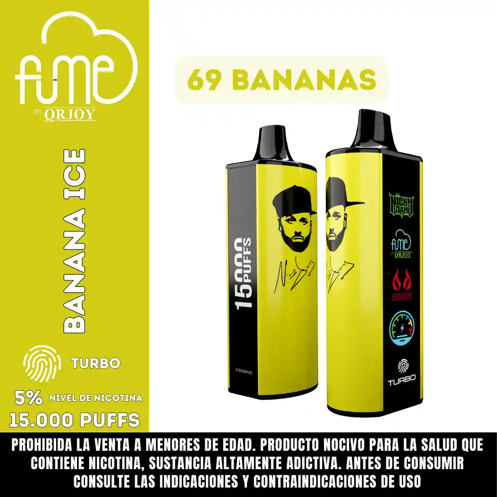 Vap Fume Nicky Jam 69 Bananas 15000pf 5%