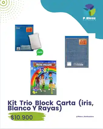 Kit Trio Block Carta (iris, Blanco Y Rayas)