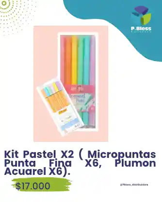 Kit Pastel X2 ( Micropuntas Punta Fina X6, Plumon Acuarel X6).