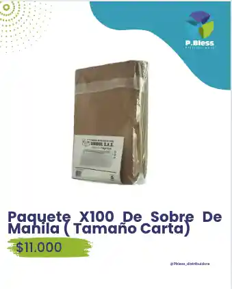 Paquete X100 De Sobre De Manila ( Tamaño Carta)