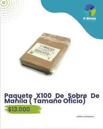 Paquete X100 De Sobre De Manila ( Tamaño Oficio)