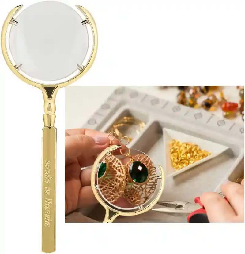 Lupa De Mano Y Redonda Con Mango Magnifier Premium