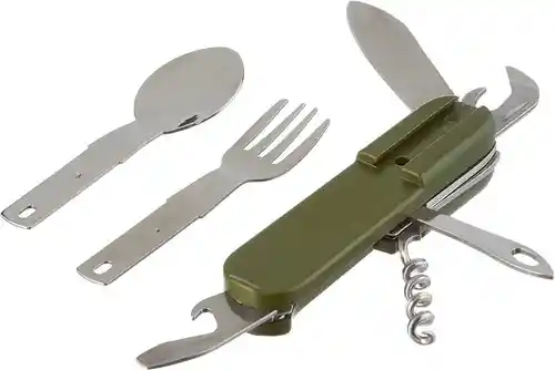 Navaja, Cuchara Y Tenedor Camping Multiusos 8 En 1