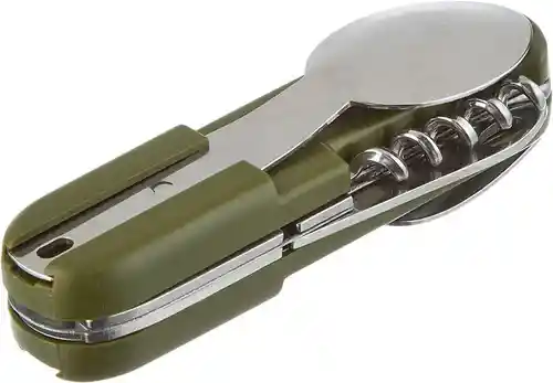 Navaja, Cuchara Y Tenedor Camping Multiusos 8 En 1