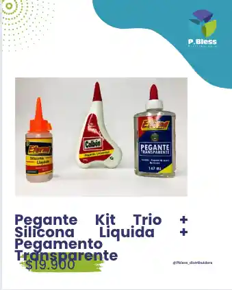 Pegante Kit Trio + Silicona Liquida + Glue Transparente