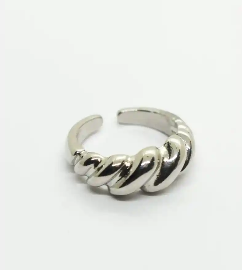 Anillo Plateado Chunky Relieve