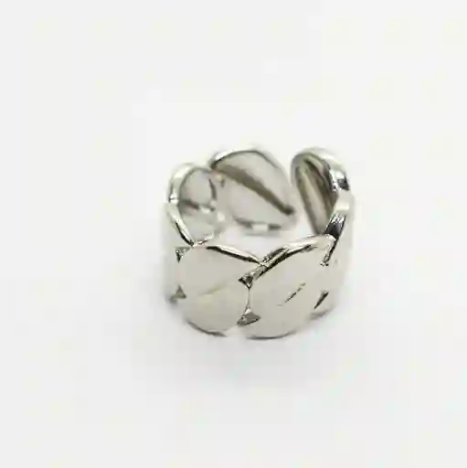 Anillo Plateado Chunky Placa De Hojas