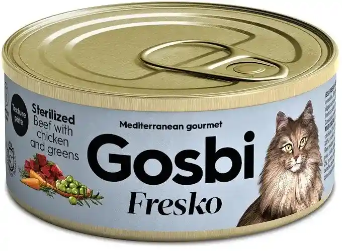 Gosbi Fresko Sterilized Beef With Chiken And Greens Lata