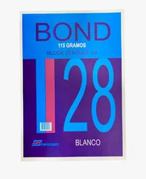 Block Papel Bond Grueso 115 Gramos, Grande 1/4 X 20 Hojas Blanco