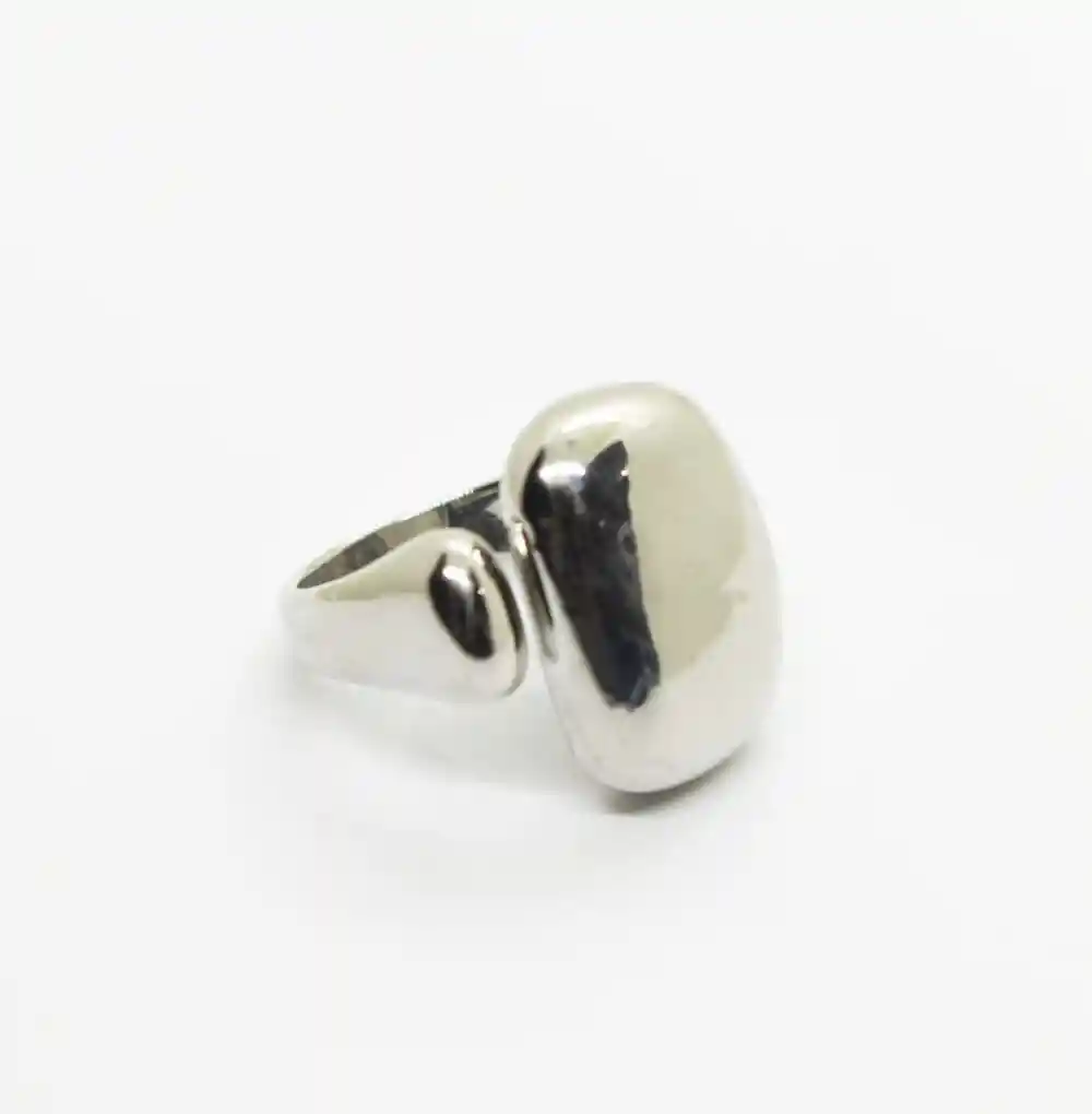 Anillo Plateado Chunky Placa