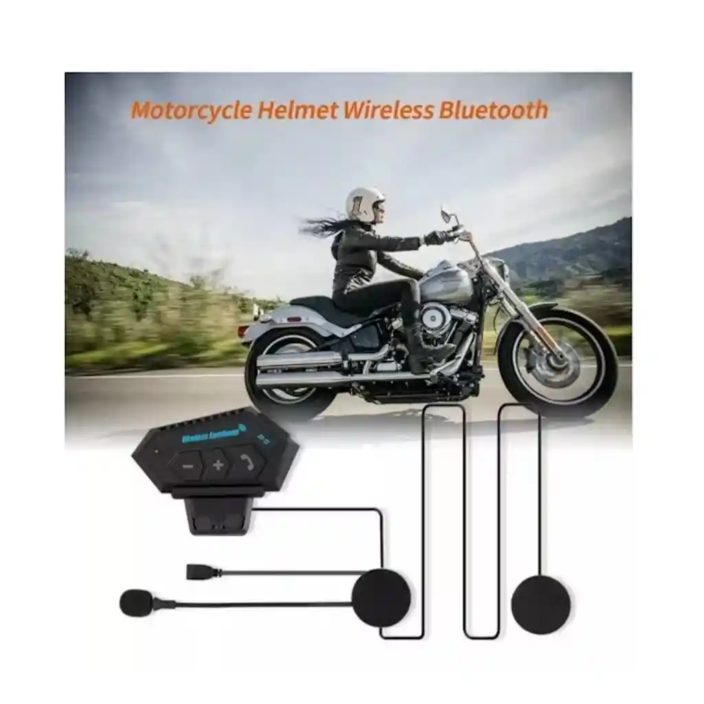 Intercomunicador De Auriculares Bluetooth Para Casco De Moto Sikeo - Música, Color Negro