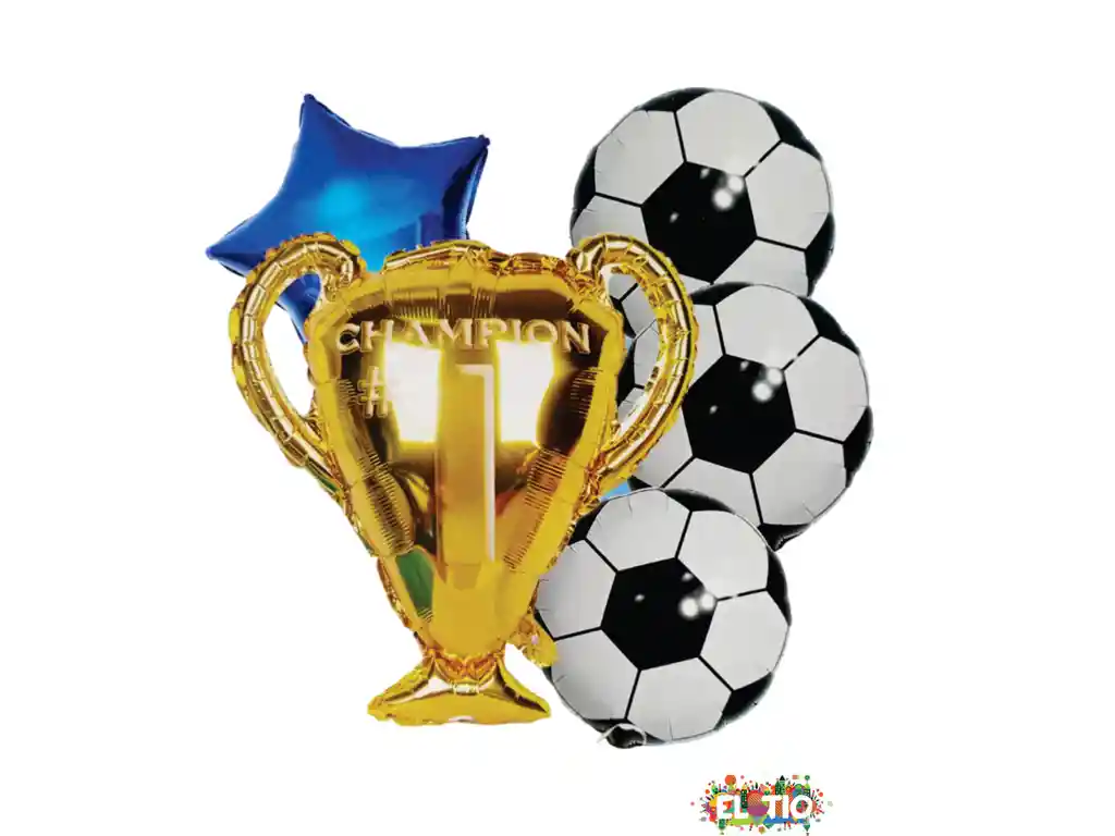 Globo Copa Bouquet Balones De Futbol X 5 Und