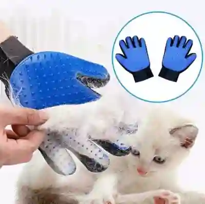 Guante Cepillo Plastico Masajeador Perros Gatos 5 Dedos Color Azul