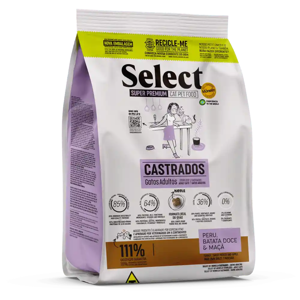 Alimento Seco Para Gato Monello Select Gatos Castrados X 7 Kg - 1,5 Kg