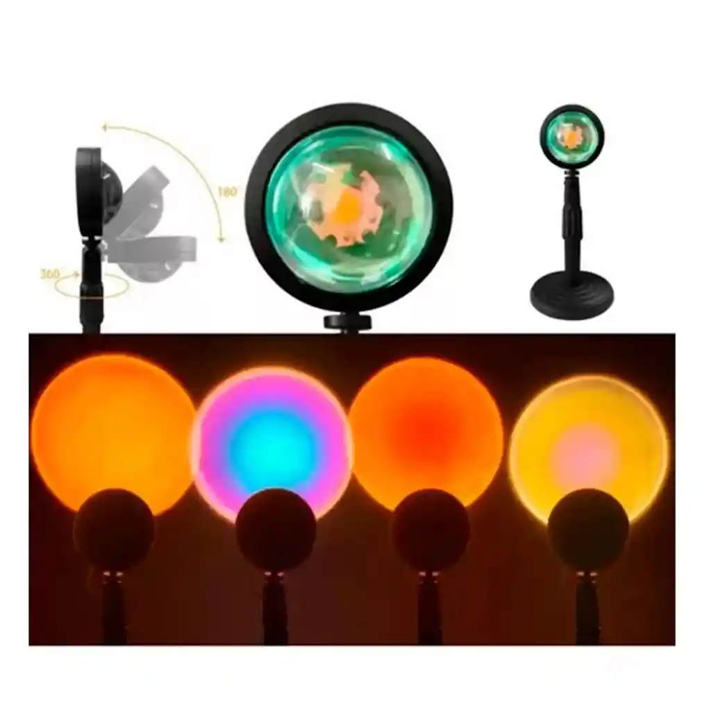 Lámpara Proyectora De Atardecer Led - 15 Colores, Decorativa Y Atmosférica