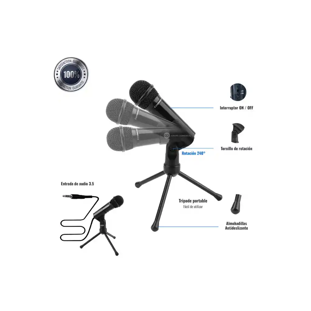 Base Soporte Para Con Micrófono Condensador Jack 3.5mm