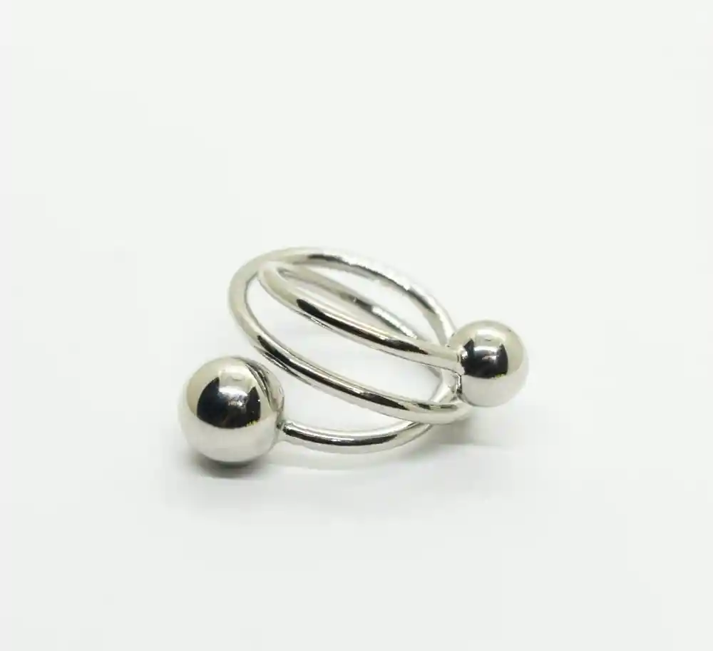 Anillo Plateado Chunky Perlas