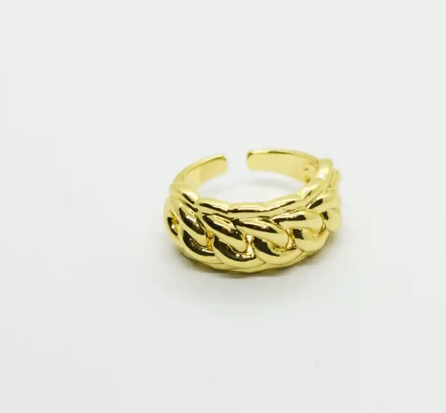 Anillo Dorado Chunky Cadena