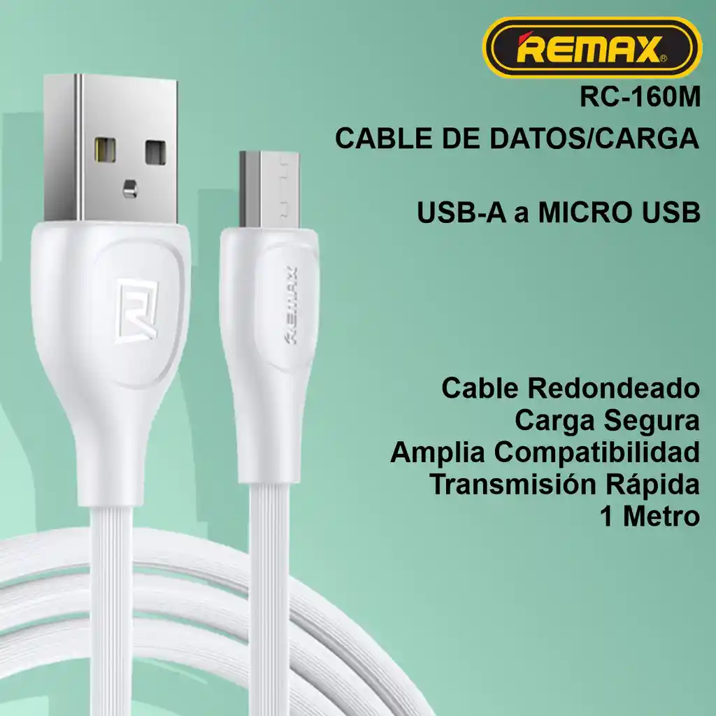 Cable De Carga Datos Remax Rc-160m Usb - Tipo A Wh 1m