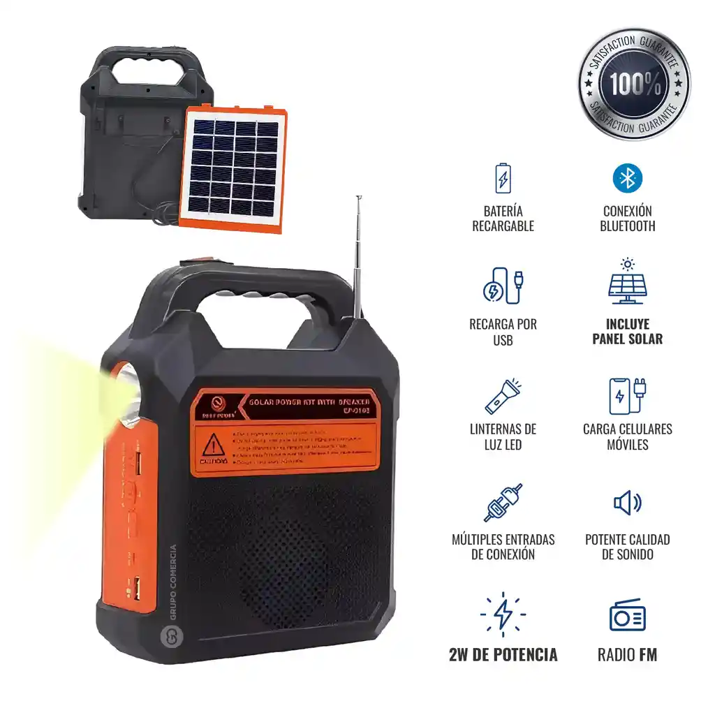 Radio Parlante Linterna Con Panel Solar Linterna Bluetooth