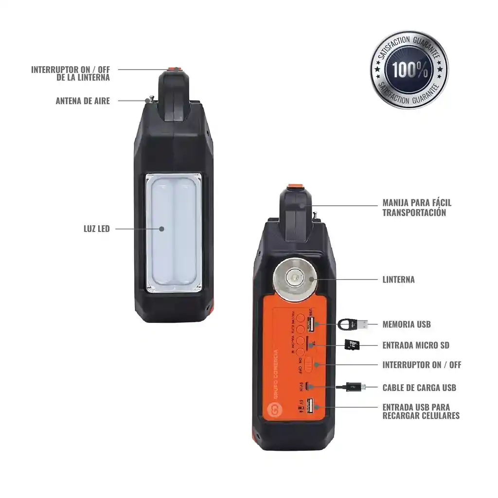 Radio Parlante Linterna Con Panel Solar Linterna Bluetooth