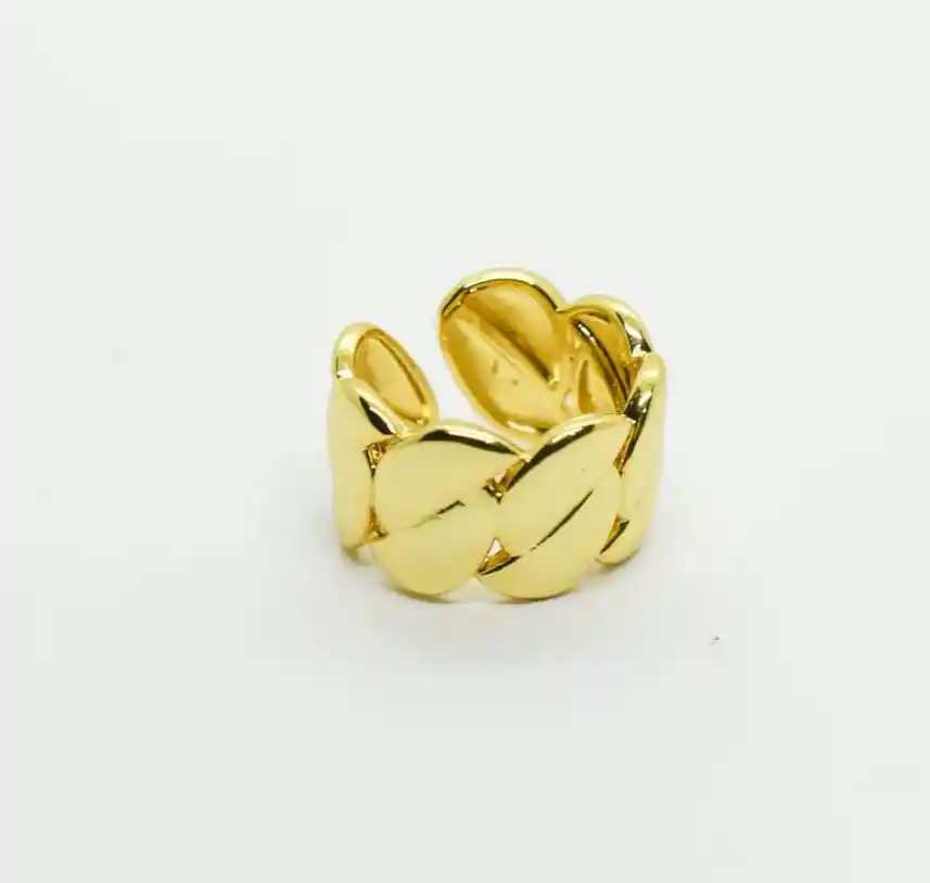 Anillos Dorados Chunky Placa De Hojas