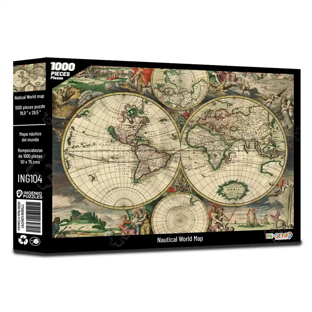 Rompecabezas 1000 Piezas Nautical World Map - Línea E