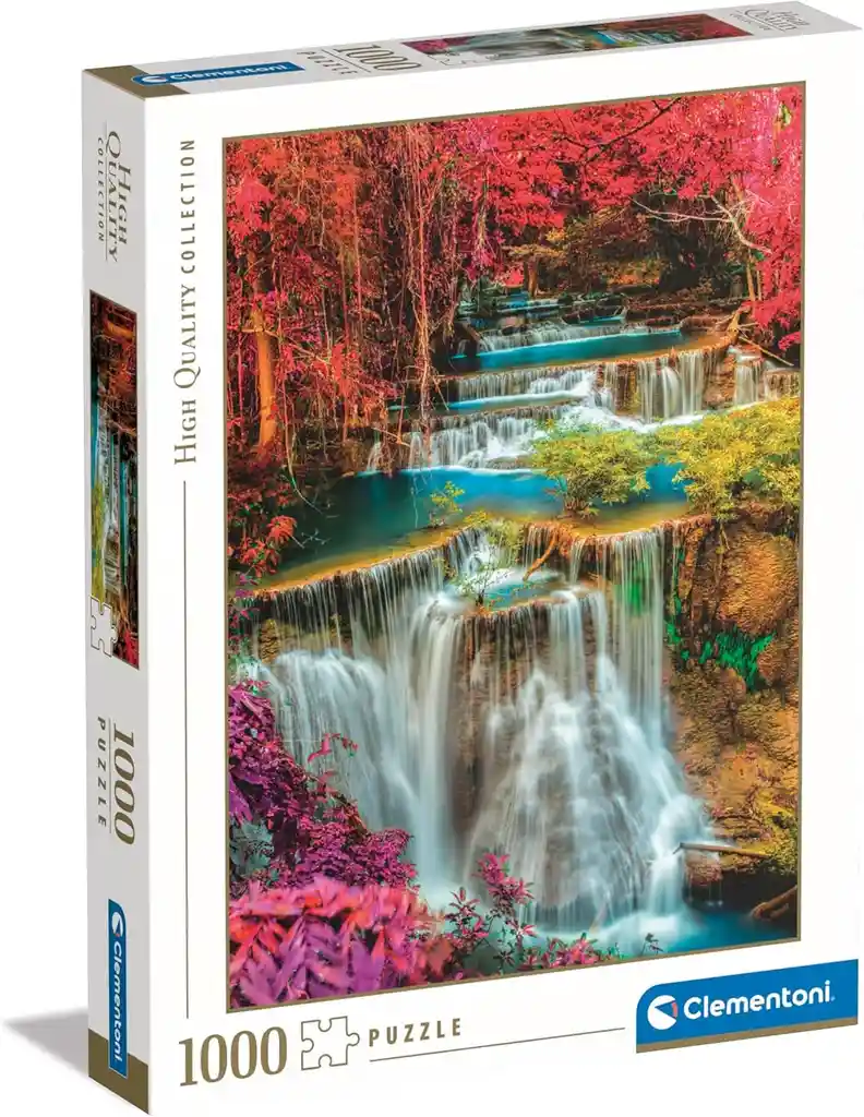 Rompecabezas Adultos 1000 Piezas Cascada En Bosque Colorido