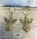 Aretes Ángel Guardián Envejecido Dorado