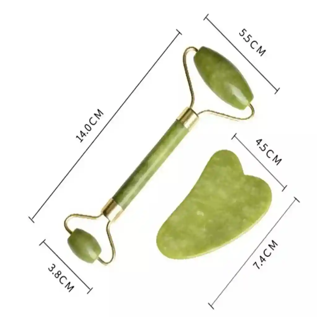 Rodillo Facial De Jade Y Masajeador Guasha - Relajante Y Rejuvenecedor