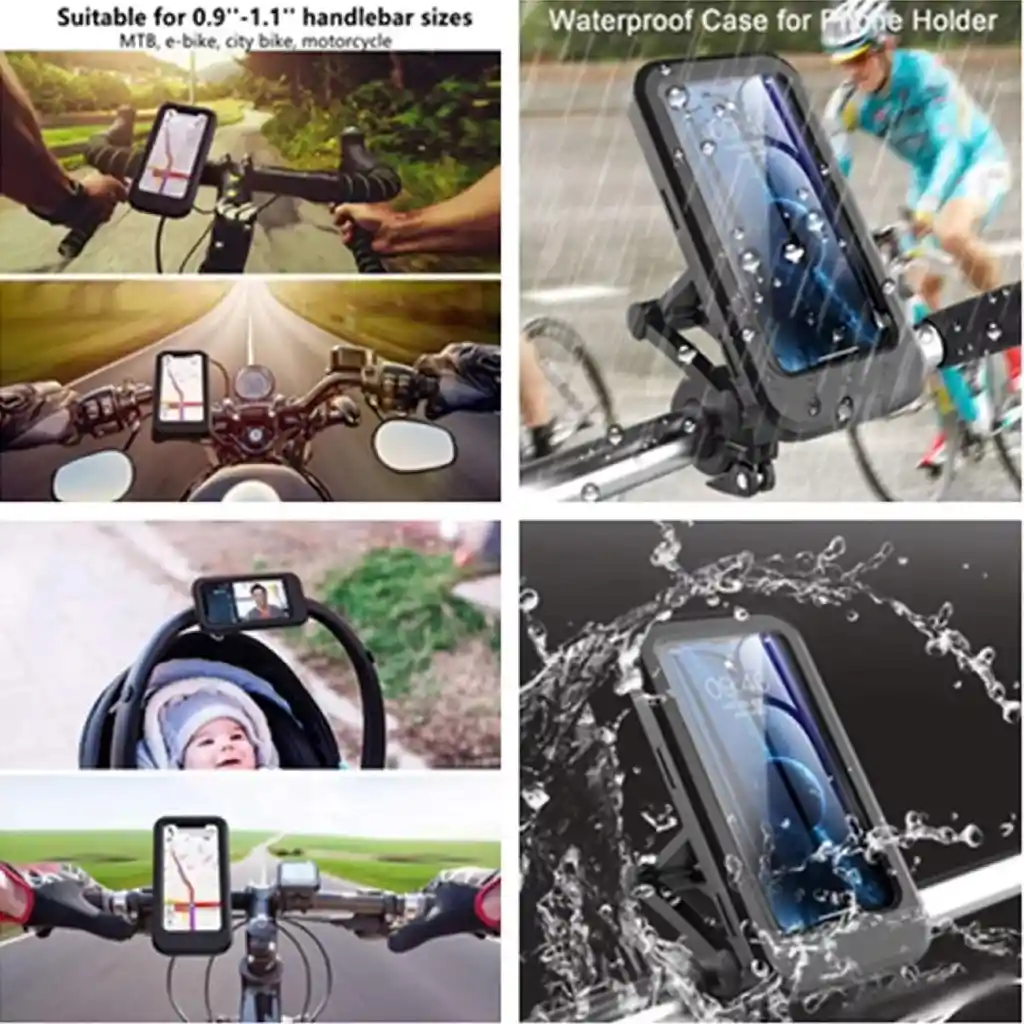 Soporte Impermeable Para Celular O Gps De Bicicleta Y Moto Con Estuche Holder