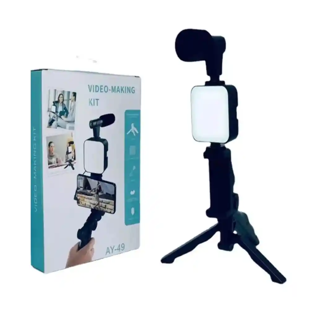 Kit Portátil De Video Con Micrófono, Luz Led Y Trípode