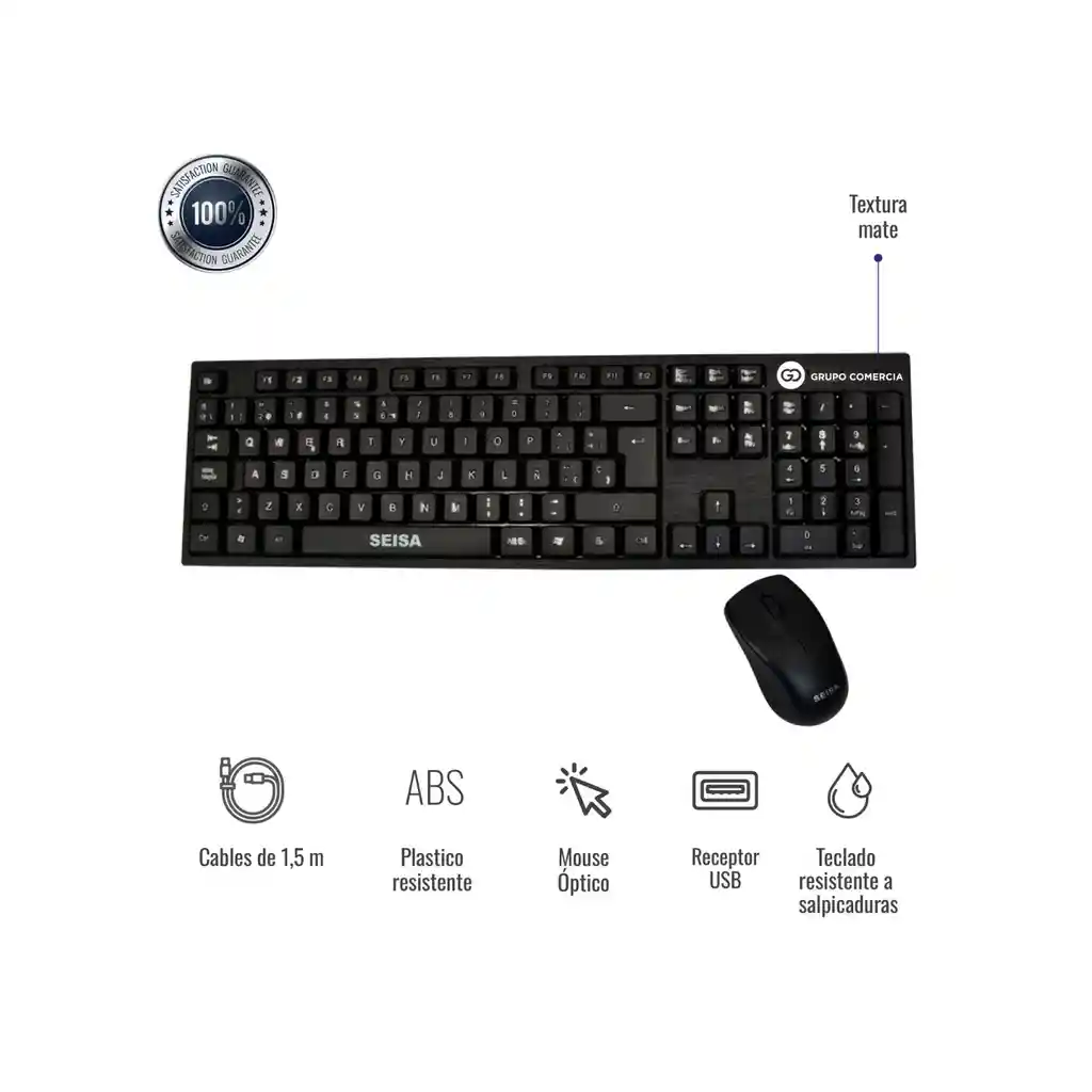 Combo Teclado En Español + Mouse Optico De Cable Usb Seisa