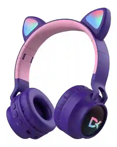 Auriculares Inalambricos Dekkin Bluetooth Orejas Gato Led Ct