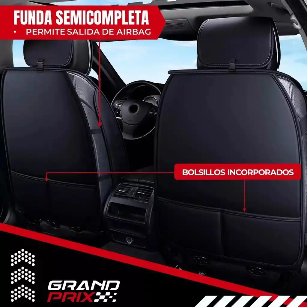 Set Fundas Asiento Forro Protector Auto Univesal Ecocuero