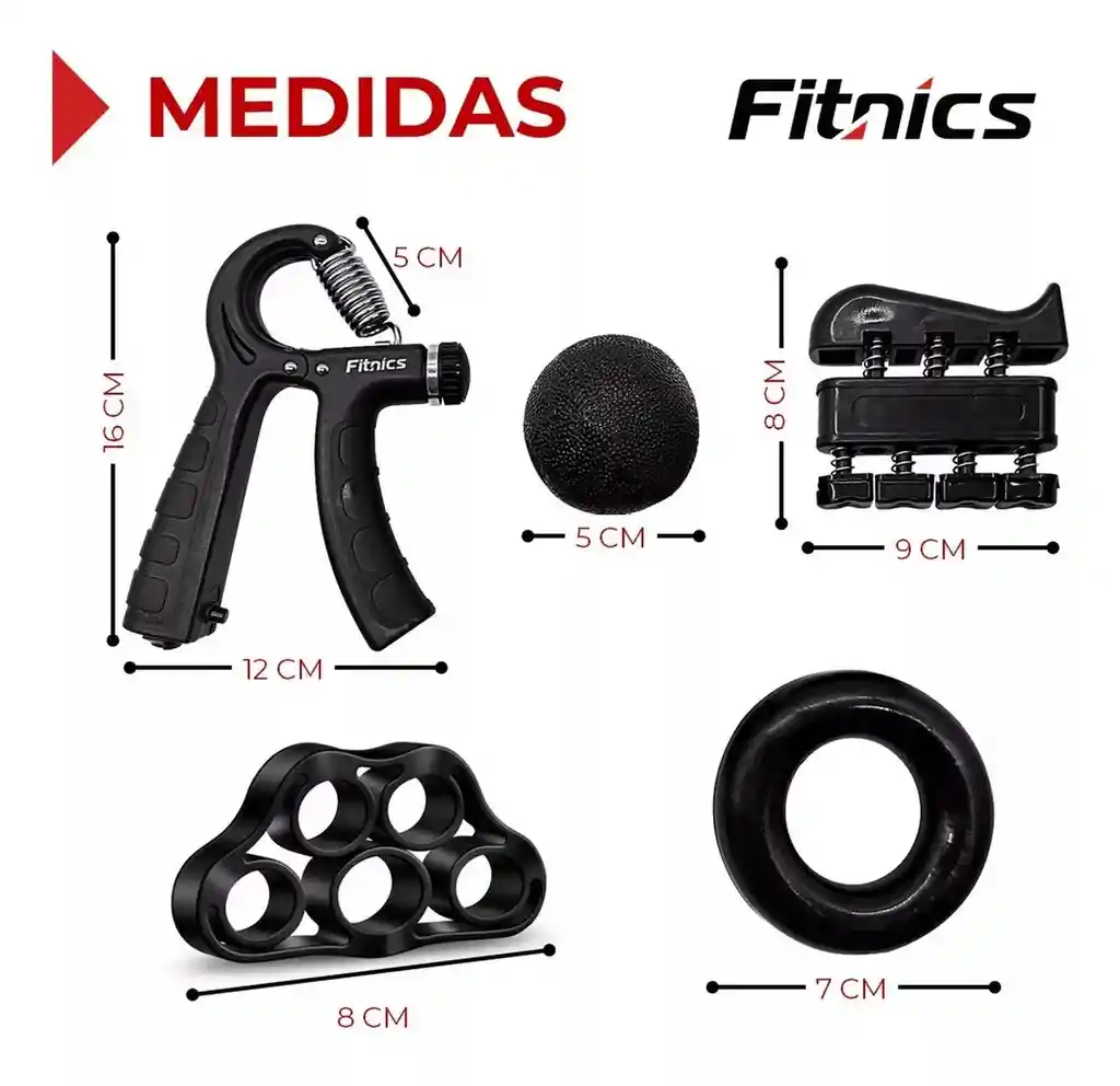 Set Hand Grip Ejercitador Manos Y Antebrazo Fitnics 10-60 Kg