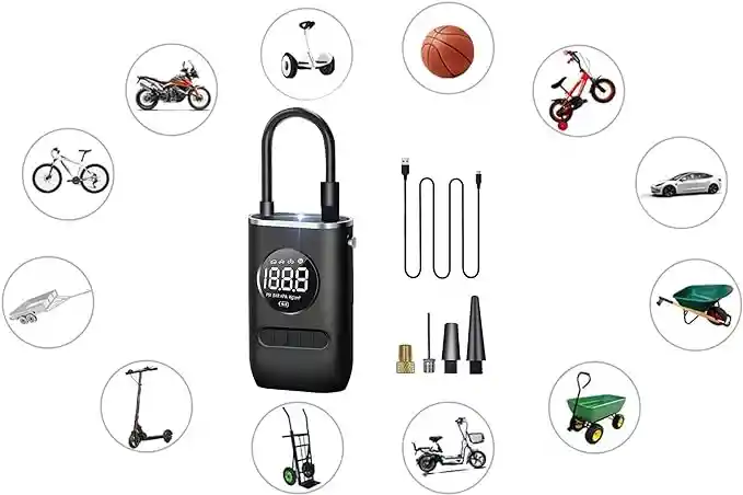 Inflador De Llantas Portable Compresor Carro Moto Balón