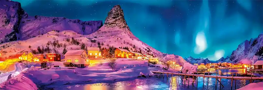Rompecabezas Adultos 1000 Piezas Noche Colorida En Lofoten