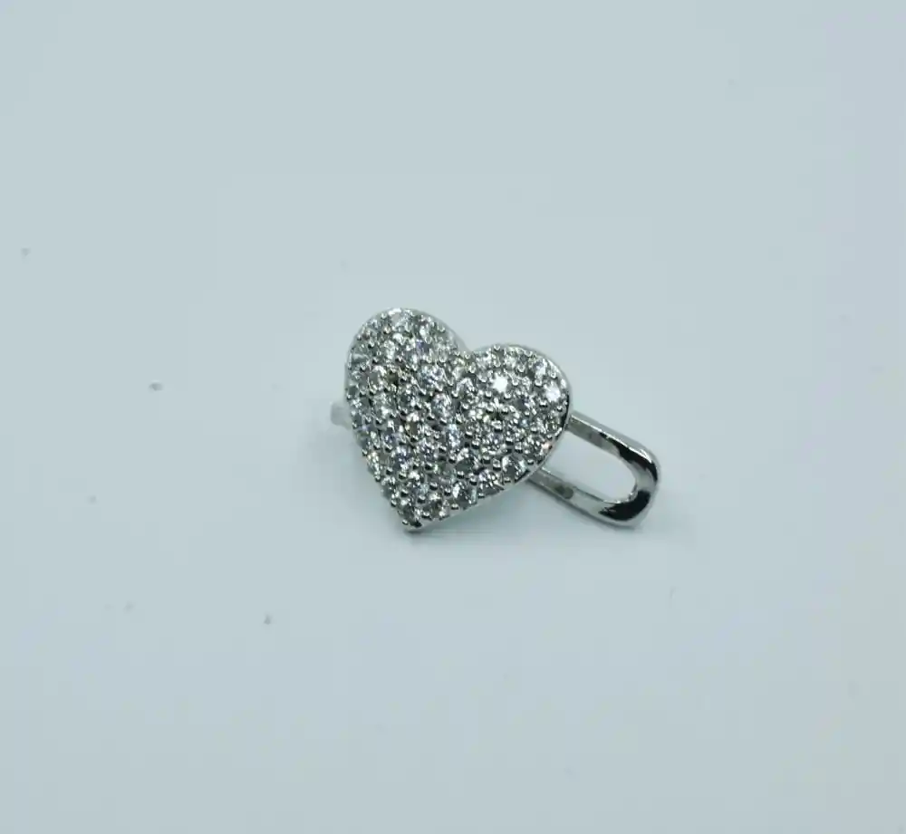 Earcuff Plateado Corazon