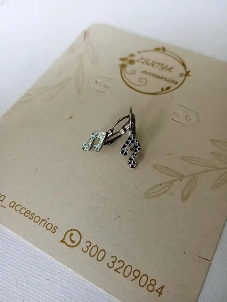 Aretes Plateados Nota Músical