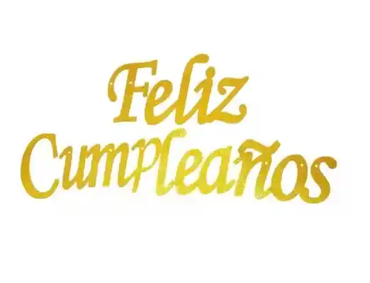 Letrero Guirnalda Feliz Cumpleaños Metalizado Letra Cursiva Dorado