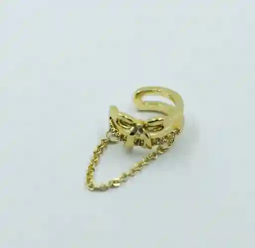 Earcuff Dorado Moño Con Cadena