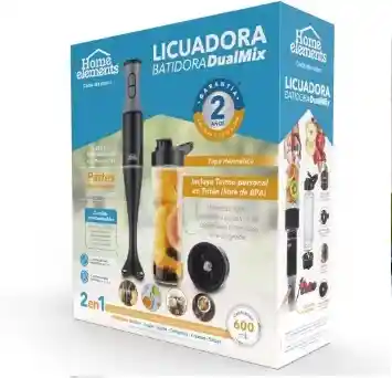 Licuadora Personal De Mano Y Batidora De Inmersión Eléctrica Home Elements Color Negro