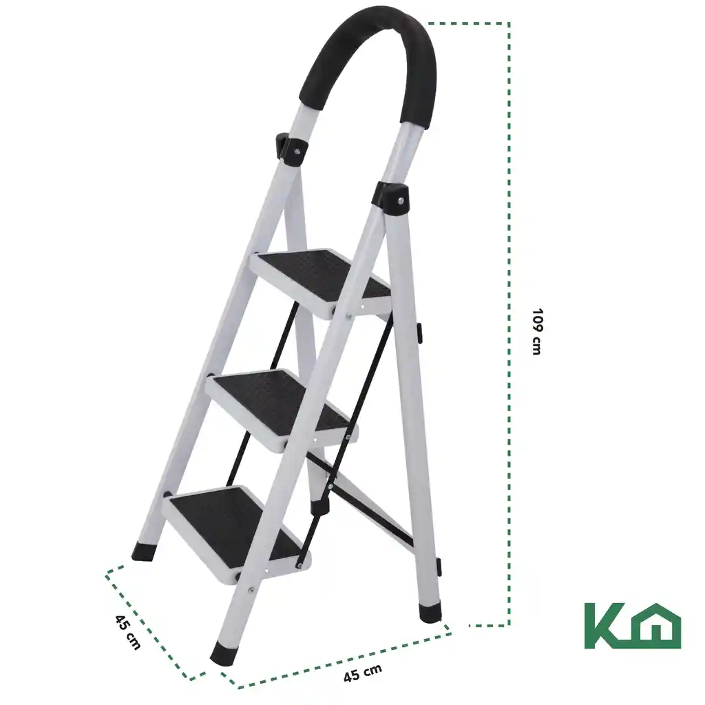 Escalera Plegable 3 Pasos Escalones En Acero Antideslizante