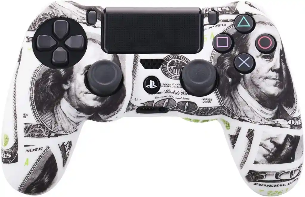 Forro Silicona Especial Control Ps4 Grips Gratis Dolar Negro + Blanco