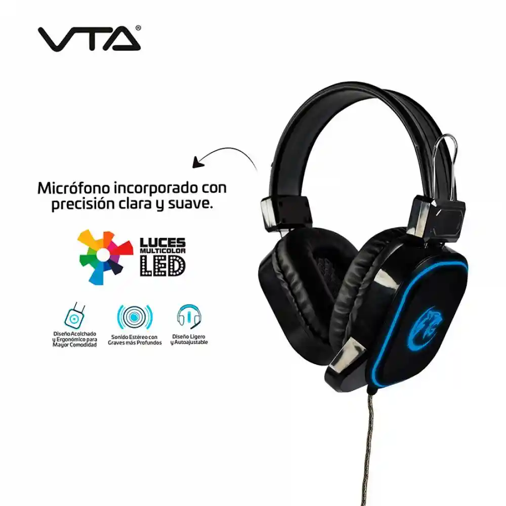 Audifonos Gamer Vta Conexión 35 Mm Y Luces Via Usb