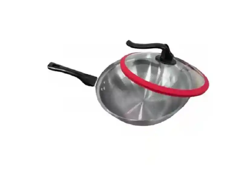 Wok Sarten Antiadherente Con Tapa De Vidrio