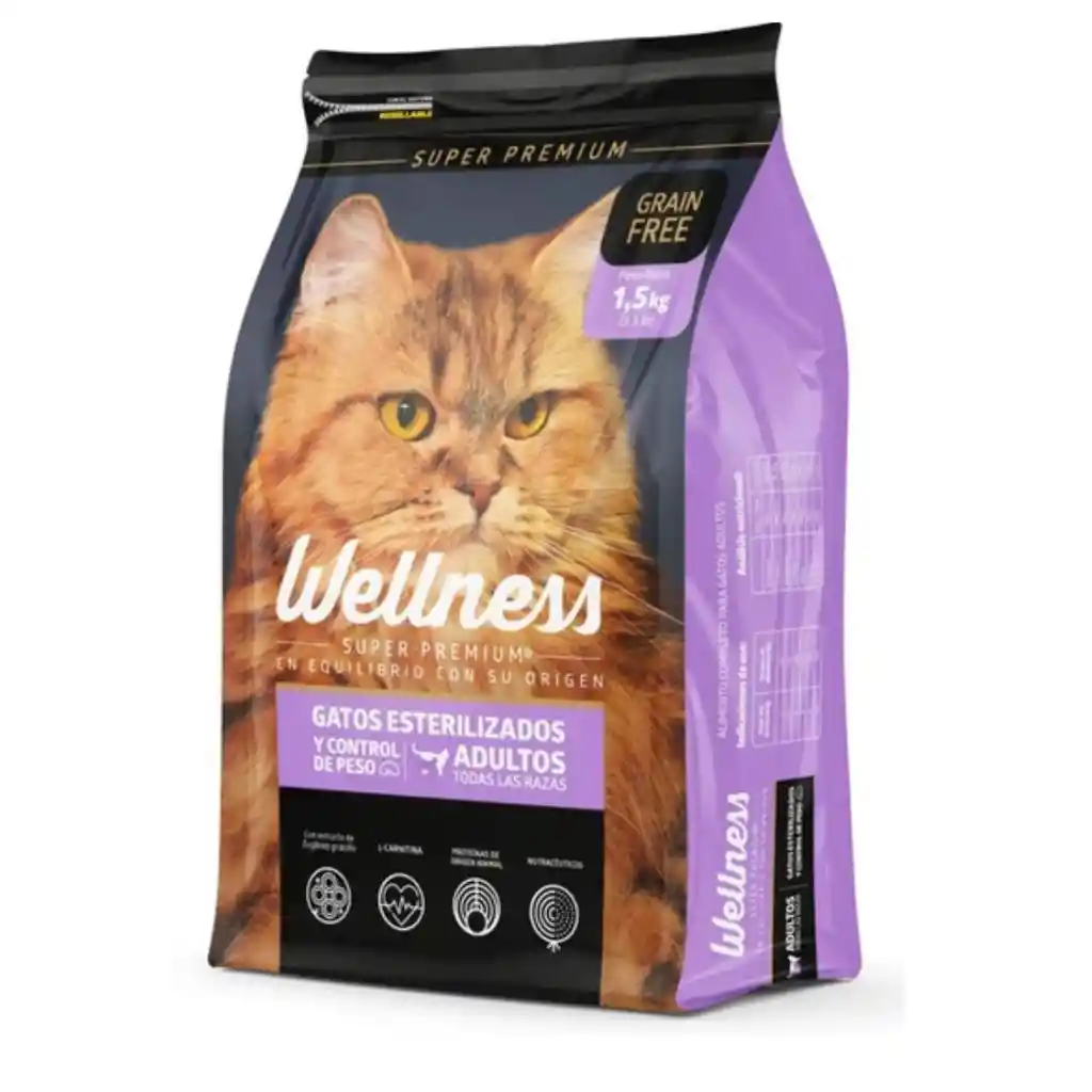 Wellness Super Premium Esterilizados Y Control Peso Gato Adulto 1.5kg