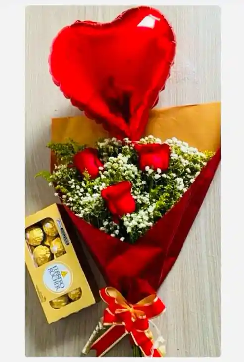 Arreglo De Flores Con Chocolates Arreglo De Rosas Regalo Para Mujer