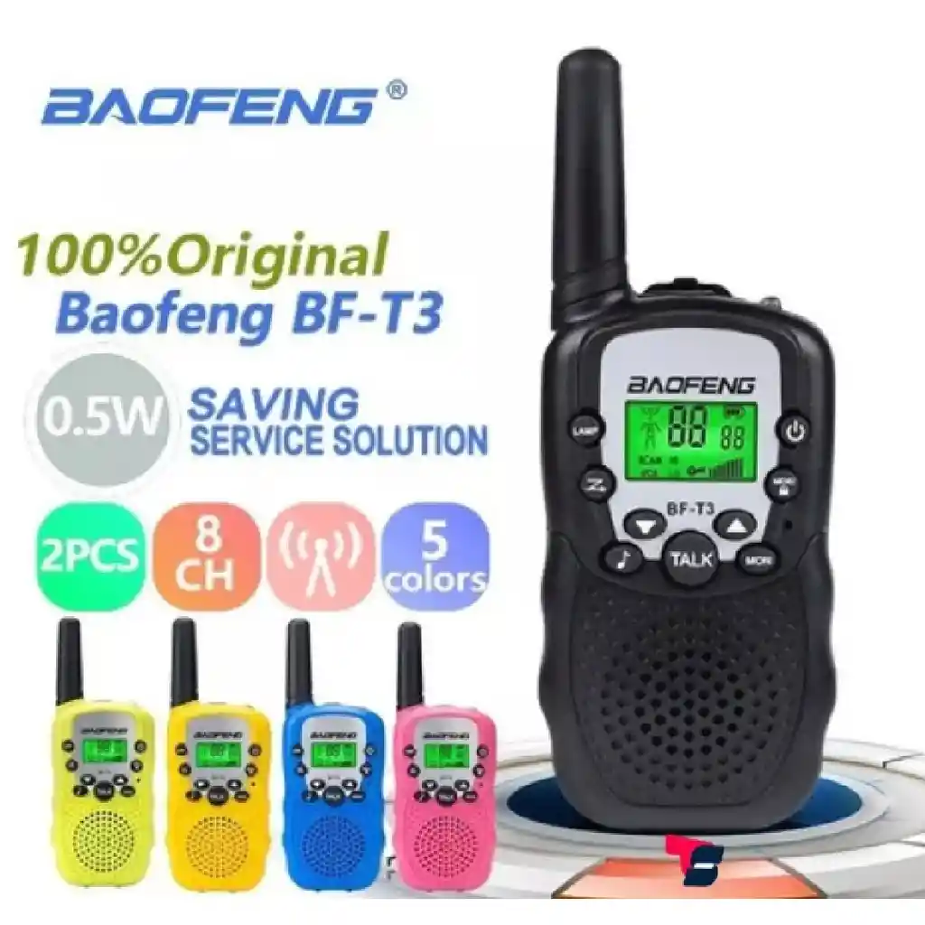 Walkie Talkie Radio Comunicador Niños Bf T3 Negro, Azul, Amarillo